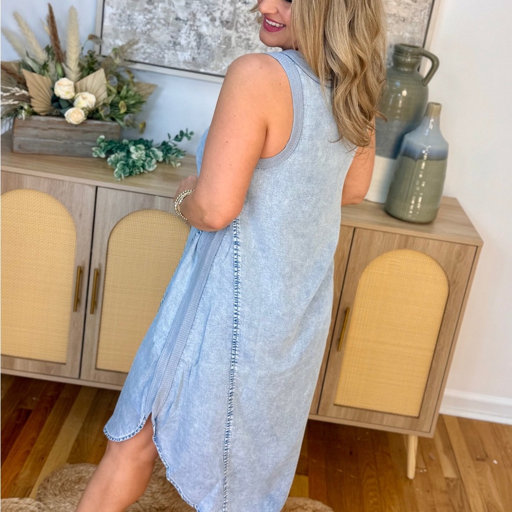 Doe & Rae Light Blue Midi Dress - Picture 2 of 7